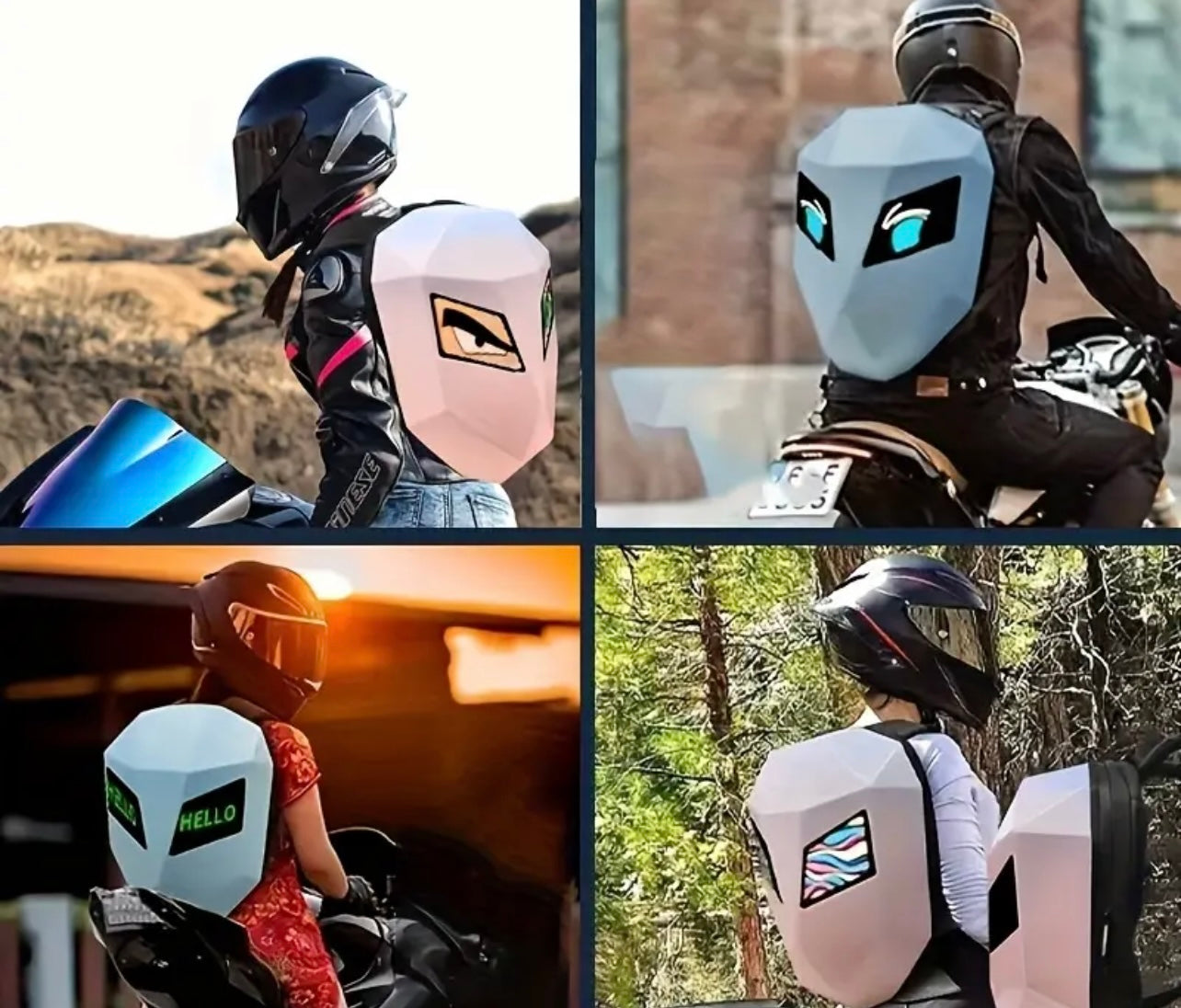 Mochila moto rosa ojos