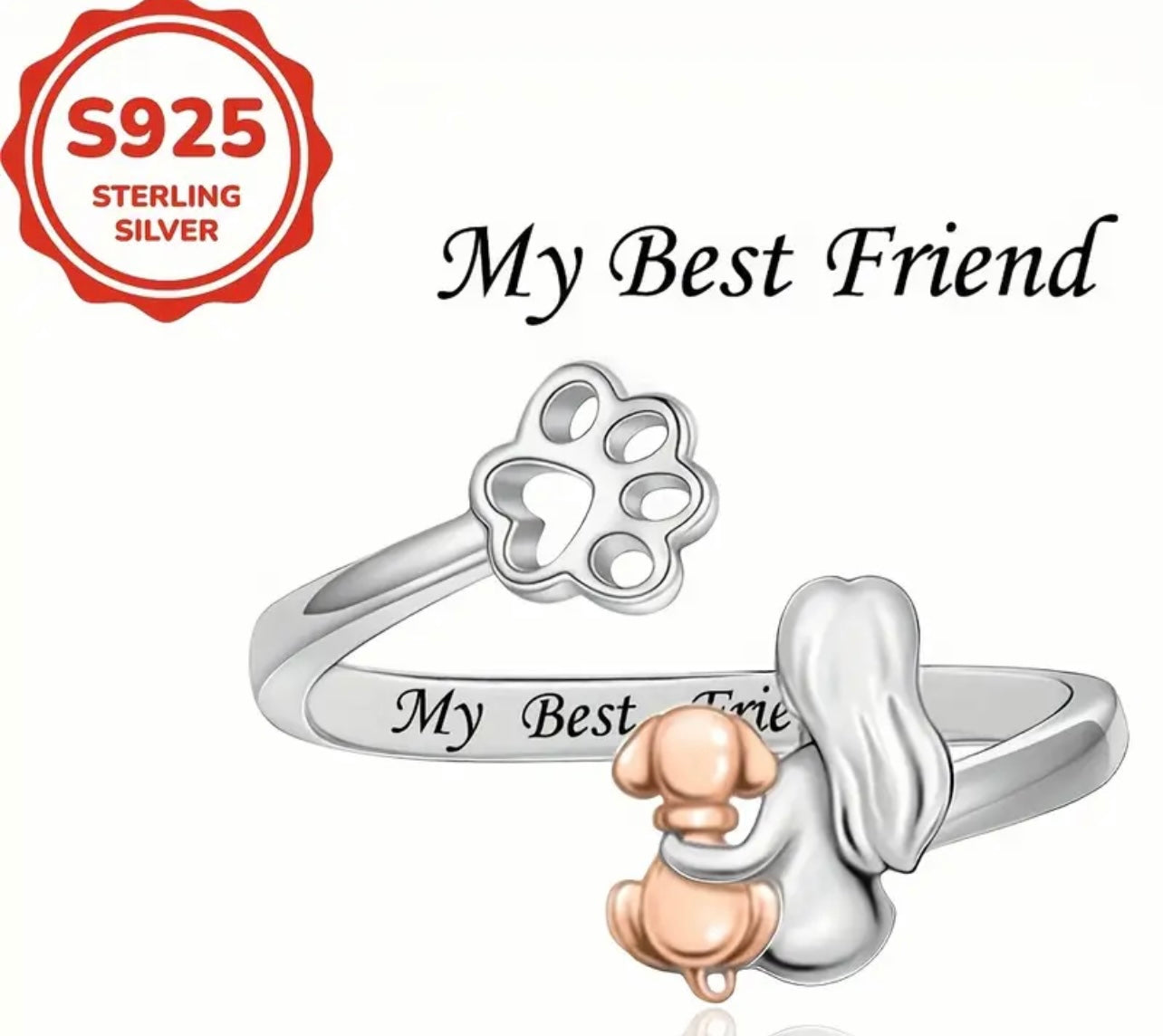 Anillo plata best friend perro