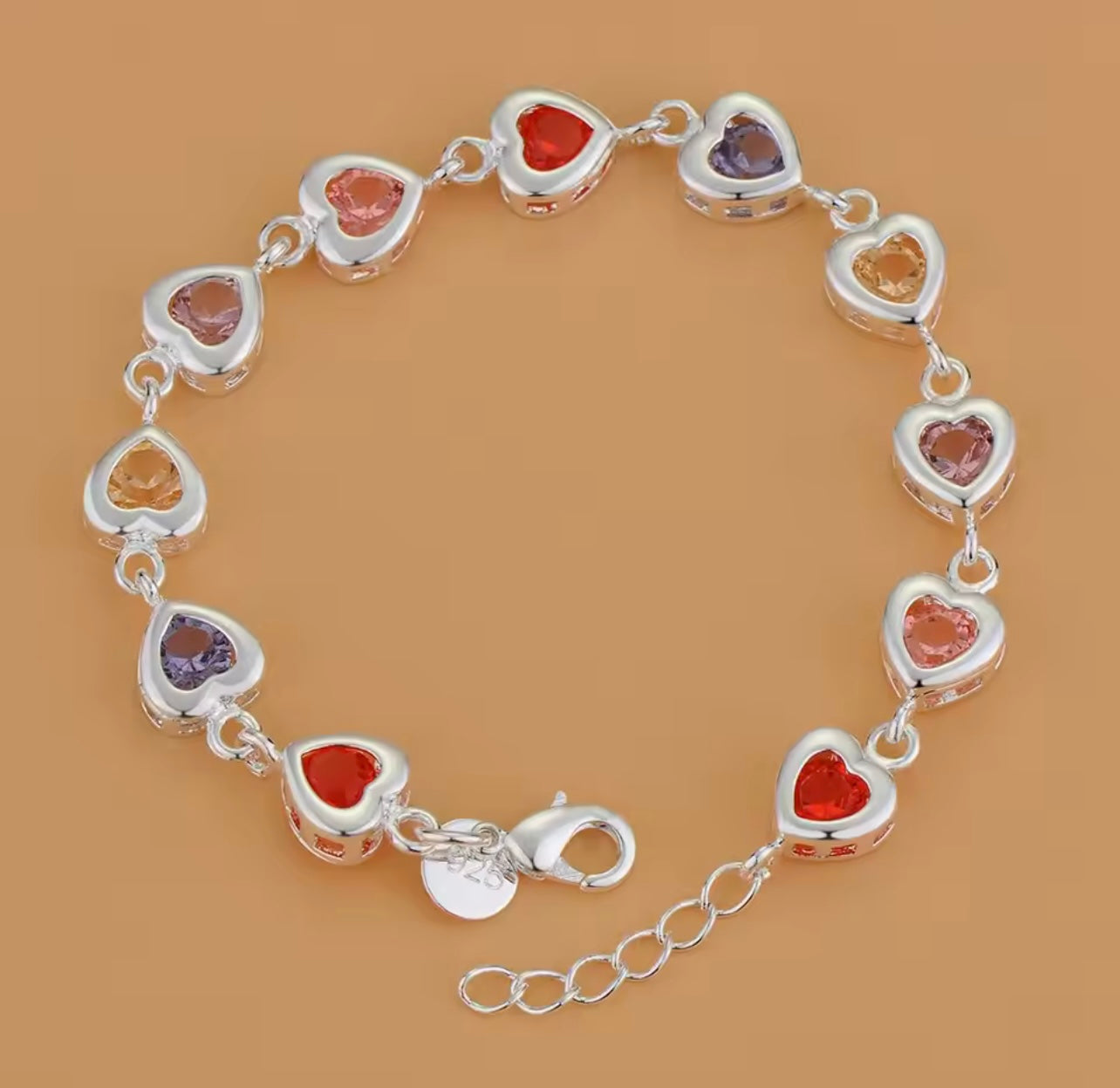 Pulsera plata corazones