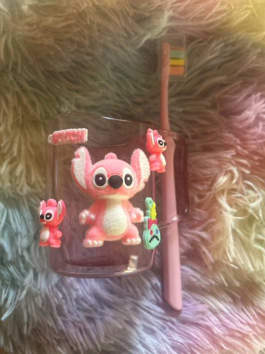 Cepillo dientes + vaso Rosa