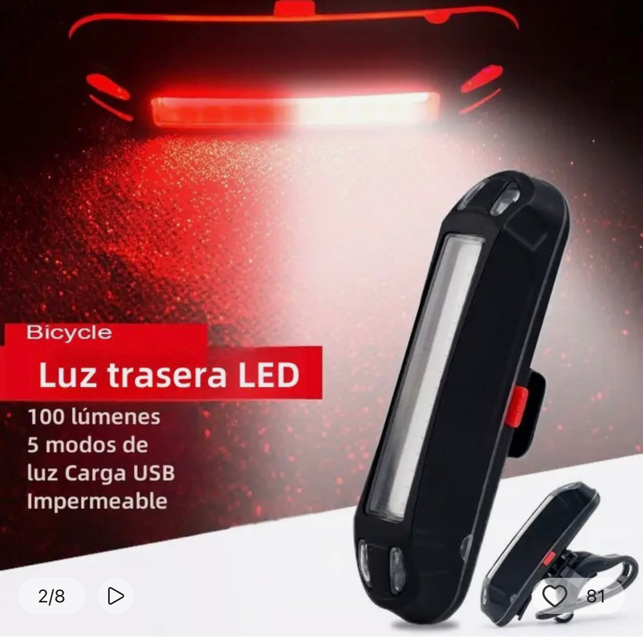 *Última Unidad* Luz trasera ultra brillante bicicleta